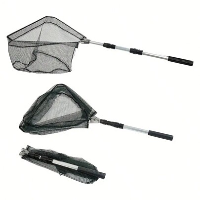 1pc Telescoping Aluminum Fishing Landing Net - Ideal For Freshwater And Saltwater Fishing, Lightweight And Durable