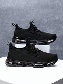 男士休闲针织透气一脚蹬运动运动鞋，带气垫减震，舒适时尚