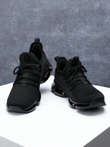 男士休闲针织透气一脚蹬运动运动鞋，带气垫减震，舒适时尚