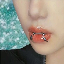 6入組時尚的女性無洞鼻唇環,不鏽鋼身體飾品 - 彩色 - 查看 4