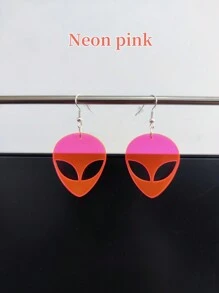 1對時尚可愛透明螢光綠色亞克力外星耳環,適用於音樂節、藝術節、表演、日常佩戴 - 綠色 - 查看 14