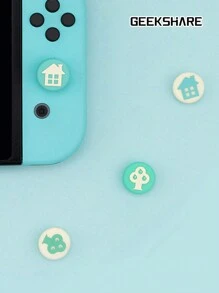 GeekShare 4 piezas Tapa de botón con diseño de casa de bosque compatible con Switch/OLED/Lite, no apto para Switch 2 - Multicolor - Ver 7