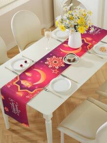 1pc Festival Scene Decoration Table Runner For Party Atmosphere And Home Dining Table Runner, Festival Theme Digital Printing Creative Table Runner - Multicolor - View 3