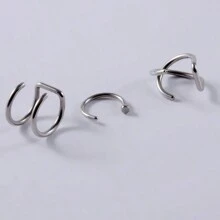 3pcs/Set Fashionable & Simple Fake Lip Piercing Lip Rings For Daily Wear, Suitable For Women - 3 Pieces Of Lip Rings - View 7