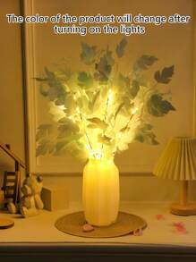 1 件/3 件仿真绿色植物 LED 灯枝家居室内客厅卧室门廊派对桌面发光温馨装饰（不含电池）