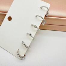 1 套 3 對高端 C 形圓形鋅合金金屬人造寶石鑲嵌閃亮耳環套裝適合女士日常佩戴