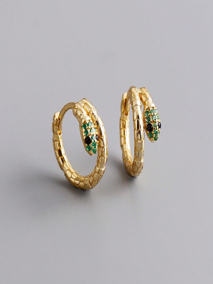 European And American Style S925 Sterling Silver Snake-Shaped Hoop Earrings With High-End And Fashionable Look For Women - Star - View 5