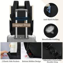 女性手提包背包,15.6英寸電腦背包,可轉換手提包,配備usb充電端口,防水休閒背包,大容量旅行、工作、學生背包