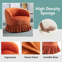 HOMEFUN Swivel Barrel Chair, Comfy Round Accent Sofa Chair For Living Room, 360 Degree Swivel Barrel Club Chair, Leisure Arm Chair For Nursery, Hotel, Bedroom, Office, Lounge - 橘色 - 查看 2