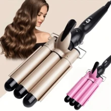Waflera Rizador De Pelo Profesional De 3 Barriles Herramienta Eléctrica Para Peinar El Cabello - Rosa - Ver 2