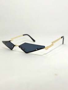 1副男士金屬無框菱形裝飾眼鏡,適合日常穿戴裝飾 - 金色 - 查看 9