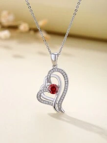 H Z JEWERLY 1 件時尚波西米亞風格銅和方晶鋯石心形吊墜項鍊鍍白金,適合女士日常生活、派對、情侶禮物、女朋友禮物以及送給親戚、最好朋友的禮物 - 白色 - 查看 2