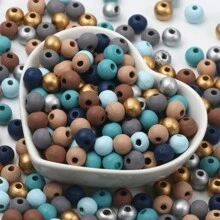 6/8/10mm 米色圓形木珠,適用於diy手鍊,項鏈和珠寶製作 - 10mm-100pcs - 查看 6