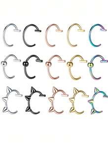 1pc Gothic Style Stainless Steel Lip Ring, No Piercing Needed, Ideal For Men And Women To Wear To Parties And Banquets - Yellow Gold - View 12