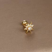 1 Stück/3 Stücke Ohrclip Ohrringe, Titanum Edelstahl Stiel mit Kupfer mikro-eingelassenen Zirkonia Männer Schraubkugel, Frauen Blume, Herz, Träne, Kreis, Krone, Kreuz, Stern, Mond Ohrringe, Schmuckgeschenk zum Lehrertag, Muttertag