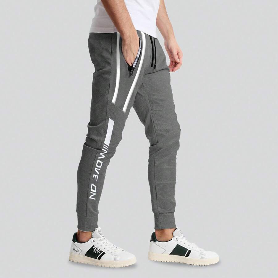 Pants Jogger Deportivo Hombre Gym Slim Fit con Cremallera en Bolsas Mod. PHD115 - Gris Oscuro - Ver 1