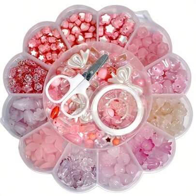 3入組/套13格花卉圖案盒打包珠子成套工具適用於製作手鍊,手機鏈條和配件