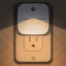 1pc Plug-In Night Light With Motion Sensor And Dusk To Dawn Sensor, Mini Warm White Led Night Light, Suitable For Bathroom, Hallway, Stair, Bedroom, Kitchen - White - View 3