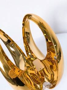 Fashionable Mirror Acrylic Circle Shaped Handbag - Gold - View 5