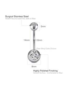 CIZME 4PCS 14G 6-14mm Belly Rings Stainless Steel Belly Button Rings Navel Rings CZ Curved Barbell Body Piercing For Women