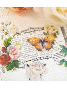 60pcs/Pack Vintage Floral Bottle PET Waterpoof Junk Journal Scrapbooking Decorative Craft Scrapbook Stickers 20design Partten - Blue - View 7