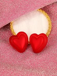 1對女士簡約紅色心形耳釘,受歡迎且與甜美,適合送給朋友、女性和好友慶祝新年 - 紅色 - 查看 2