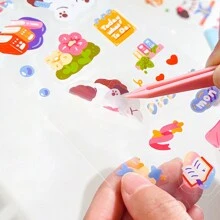 1入超可愛的卡通防水透明pet貼紙,diy帳本材料,手機殼,水杯,日常必需品裝飾貼紙 - 彩色 - 查看 7