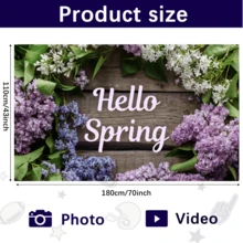 1件「hello Spring」迎春花卉室內/室外氣氛裝飾背景幕,尺寸71 X 43英寸 - 紫色花款 - 查看 5
