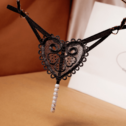 Sexy Heart Embroidered Pearl Massage 2026 New Hot Women's Lingerie Thong, Essential For Christmas, New Year, Private Party, Sexy Matching