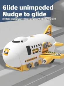 Diy Plane Parking Lot Toys, Storage Toys Plane With Ejection Function, Storage Plan With 3pcs Engineering Car + B/O Screwdriver ,Boy Good Birthday ,New Year Gifts - Yellow - View 3