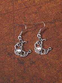 2入組復古哥德式月亮造型耳環 - 銀色 - 查看 1