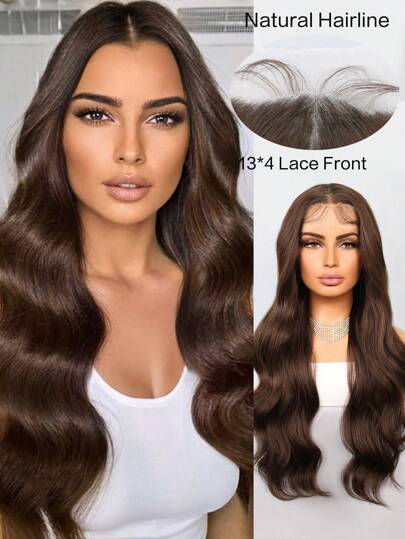 Halloween Costume Wig Preplucked Soft 13*4 Mix Synthetic Fiber Imported From Japan Lace Front Wig Hair Body Wave With Baby Hair Heat Resistant Fiber Synthetic Hair Wig 26 Inch Wig For Women Daily Used
