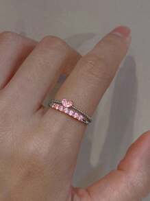2 stuks/set hartvormige koppelsring met strass-steentjes, cadeau voor koppels voor een date, vakantie, Valentijnsdag, moeder, moederdag, cadeau