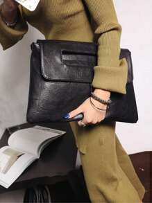 New Arrival Women's Handbag, Fashionable And Large Capacity Shoulder Bag For Women, Simple Design Crossbody Bag, Versatile Clutch, Envelope Bag, Satchel For Office, Business, Tablet And Texture Bag For Women. ,Perfect For Office,Work And Commute - Black - View 3