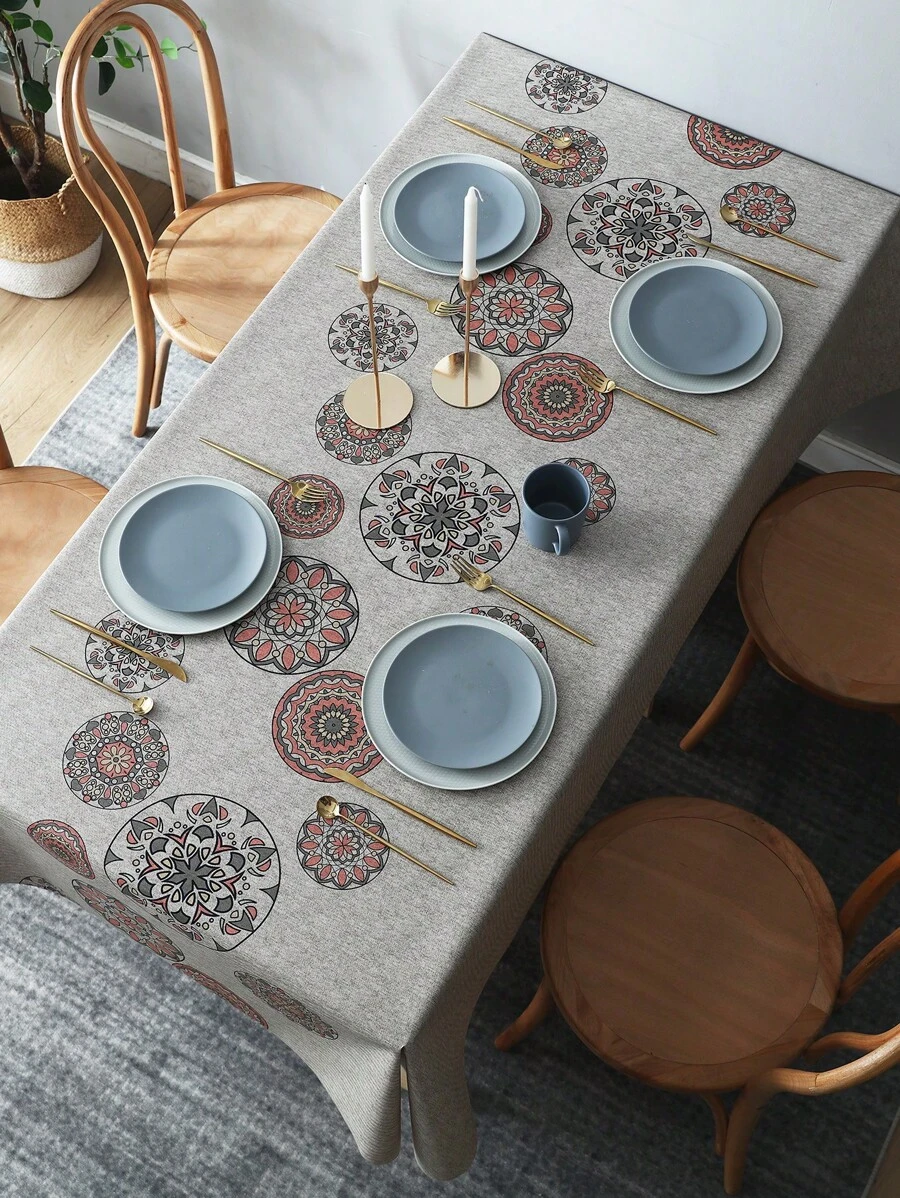 1入花朵或幾何圖案pvc桌布,可用於廚房/飯廳/客廳 - 彩色 - 查看 1