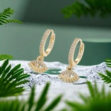 1pair 2024 European/ Recommended Gift For Valentine's Day Earrings, Made Of Pure Brass, Microset With Cubic Zirconia. Suitable For Women To Wear On Festivals, Dates, Parties, Schools And Daily Life. (Recommended Valentine's Day Gift For 2024) - Brows and Eyes Creative Design Boutique Copper Earrings - View 5