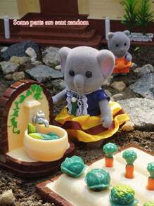 Stomle Family 森林動物家族毛絨玩具（4入組大象家族,不包括家居傢俱）1:12比例娃娃屋迷你動物人物套裝,包括狗、考拉、大象和兔子 - 是男孩、女孩、生日或聖誕節的理想禮物,但包裝在運輸過程中可能很容易損壞 - 黑與白 - 查看 1