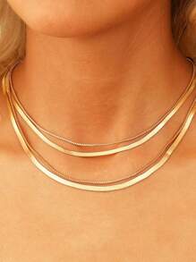 1 件簡單多層蛇骨鏈項鍊,適合約會、度假和日常佩戴,禮物創意
