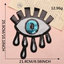 1pc Eye & Sequin Design Embroidered Patch For Clothing, Bag & Apparel Diy Decoration - Multicolor - View 2