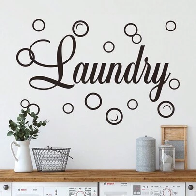 Giặt Phòng Trang trí tường Giặt Giấy dán Dấu hiệu Bong bóng Hình dán Viết chữ Vinyl Trang trí nghệ thuật