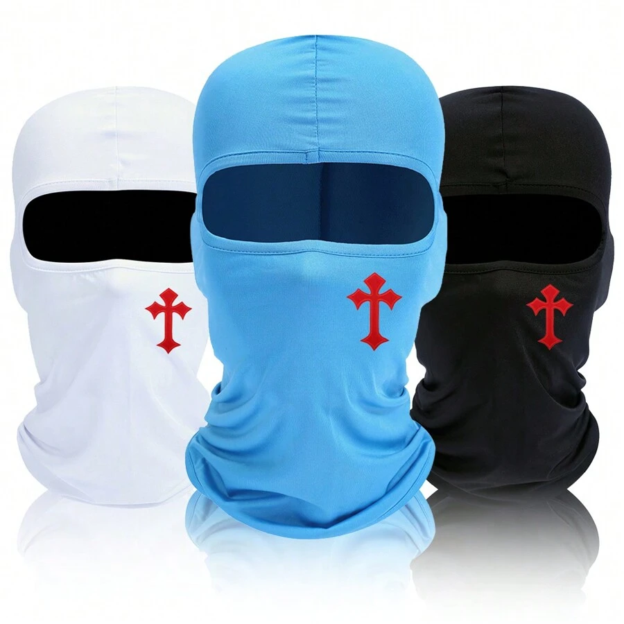 1 Pieza Máscara Impresa Cruzada Capucha Para Hombres Y Mujeres Sombrero Balaclava Para Exteriores A Prueba De Viento Y Protector Solar Sombrero De Sol - Multicolor - Ver 1