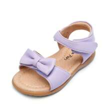Toddler/Little Girls Sandals Fashion Bow Ankle Strap Sandals Summer Shoes - Màu tím hoa cà - Xem 1