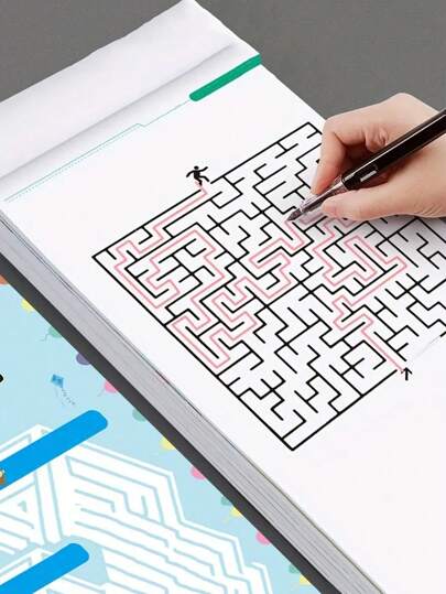 Carte de jocuri labirint Montessori, Joc de labirint pentru antrenament de concentrare pentru copii, Carte de jucării pentru dezvoltare timpurie pentru copii (ediție intermediară-Unele părți sunt trimise aleatoriu) Birou, școală, desen, elev, markere, papetărie, băieți, fete, rechizite școlare Rechizite școlare, jocuri, joc ,Jocuri pentru copii