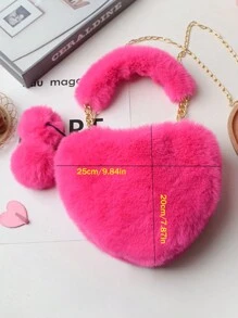 Túi xách lông thú hình trái tim mềm mại, túi đeo vai nhỏ gọn, có quai xích kim loại. Quà tặng Valentine tuyệt vời nhất cho bạn gái. Hoàn hảo để mua sắm, sử dụng hàng ngày, Túi xách nữ thu đông mới, Ví mùa thu đẹp nhất, Ví lông thú mới về, Quà tặng Valentine hoàn hảo cho cô ấy, Lựa chọn quà tặng Valentine tuyệt vời nhất từ trước đến nay, Kết hợp hoàn hảo với trang phục mùa thu cho nữ, Túi lông thú mới về cho nữ - Màu Hồng Tươi - Xem 5
