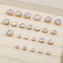 24-60入組時尚簡約風閃亮鑽石和假珍珠圓珠耳釘，適用於節日、派對、約會、禮物和日常佩戴