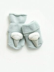 1pair Ice Cream Decor Baby Socks - Green - View 2