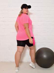 Plus Size Sports Tees & Tanks - 玫紅色 - 查看 4