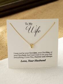 1件装 送给妻子的礼品卡包装 心形爱心精致吊坠项链 情人节礼物 妻子生日礼物 - 金色 - 查看 15