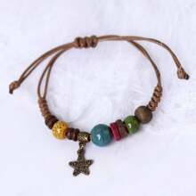 1 Peça Pulseira De Estrela De Cerâmica Feita À Mão Com Contas Trançadas Para Mulheres, Acessório De Férias