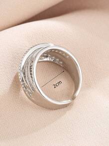 1入多層鋯石閃耀手鐲戒指,為女性情侶的新時尚浪漫優雅婚禮派對新娘珠寶禮物 - 銀色 - 查看 6